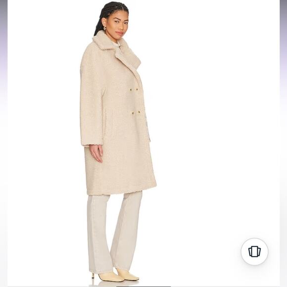 line and dot agnes cream oversized long teddy jacket trench coat Medium Large - Picture 14 of 15